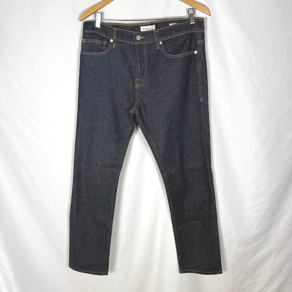Frame Men's L'Homme Slim Fit Jeans Douro Dark Indigo Wash 33/31 EUC Quiet Luxury
